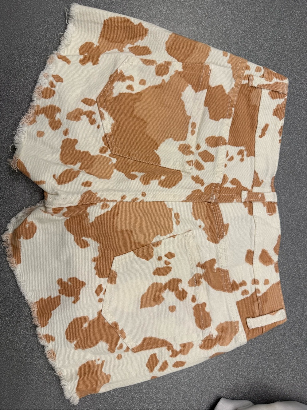 Altar'd State Tan Cow-Print Denim Shorts - Picture 3 of 3